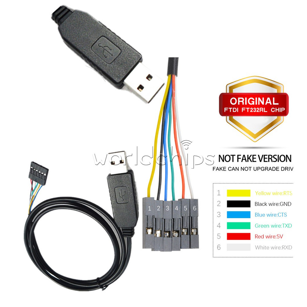Original 1M 6Pin FTDI FT232RL USB to TTL RS232 Serial Adapter Cable for AVR ARM