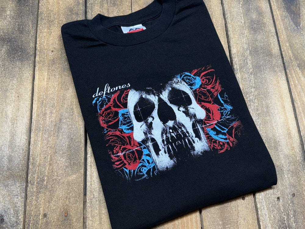 2XL vtg 2003 DEFTONES tour t shirt skull & roses * xxl vintage y2k