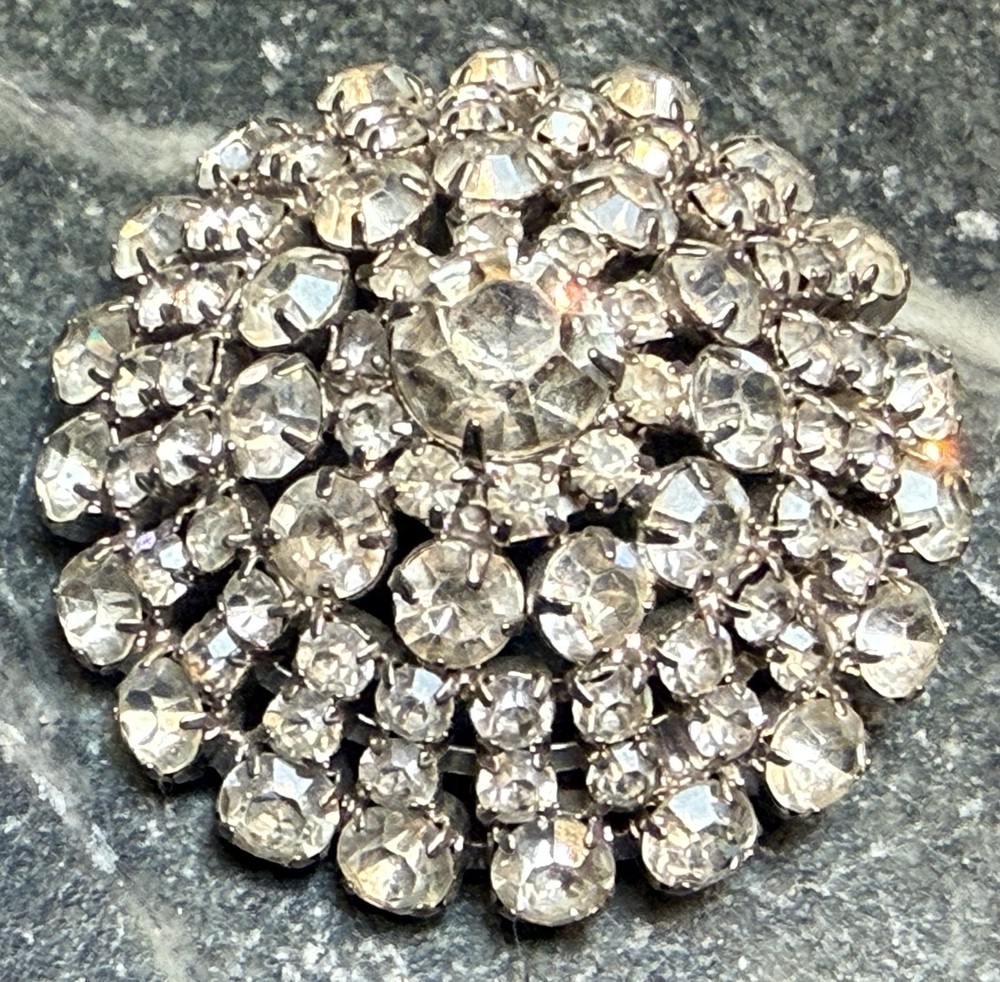 Huge Vintage 1950's Rhinestone Dome Pin