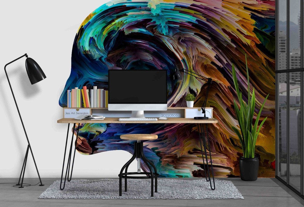 3D Abstract Female Avatar Graffiti Self-adhesive Removable Wallpaper Murals Wall-image