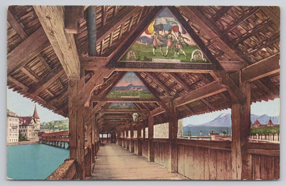 Luzern Kapellbrücke Chapel Bridge Switzerland Photoglob Zürich Postcard