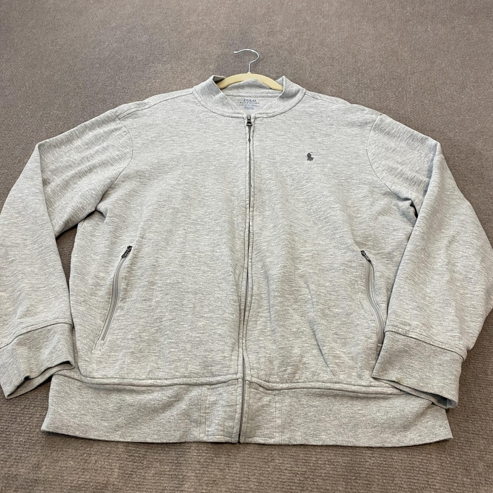 Polo Ralph Lauren Jacket Sweatshirt Mens XL Gray Full Zip Jacket Knit Logo Pony