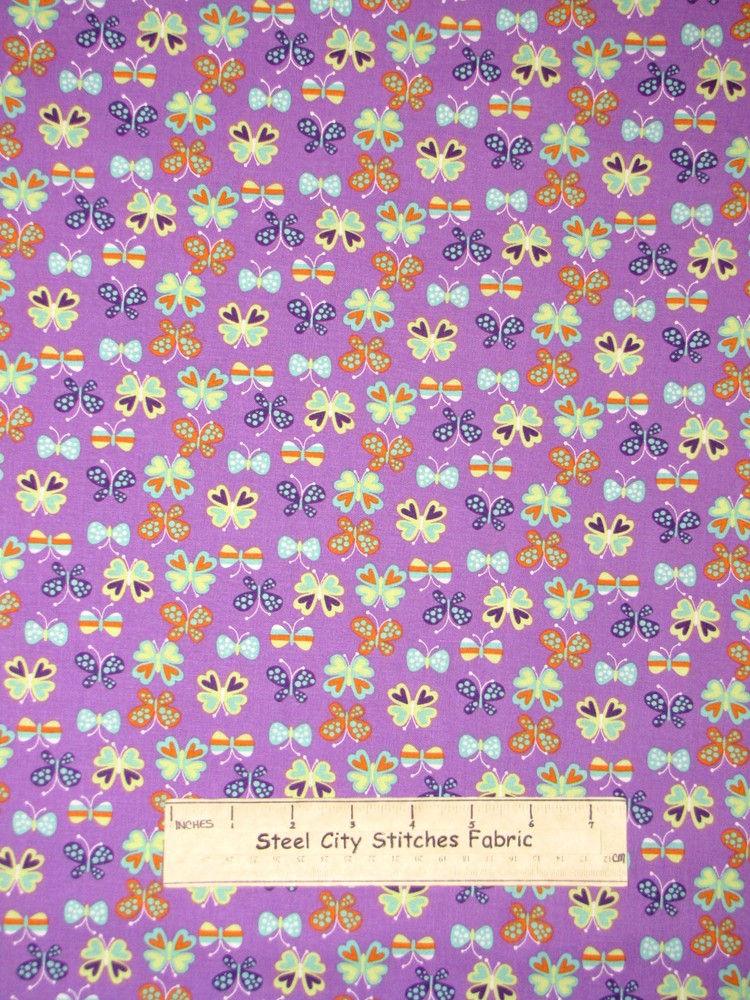 Butterfly Butterflies Toss Purple Cotton Fabric Timeless Treasures C3357 By Yard