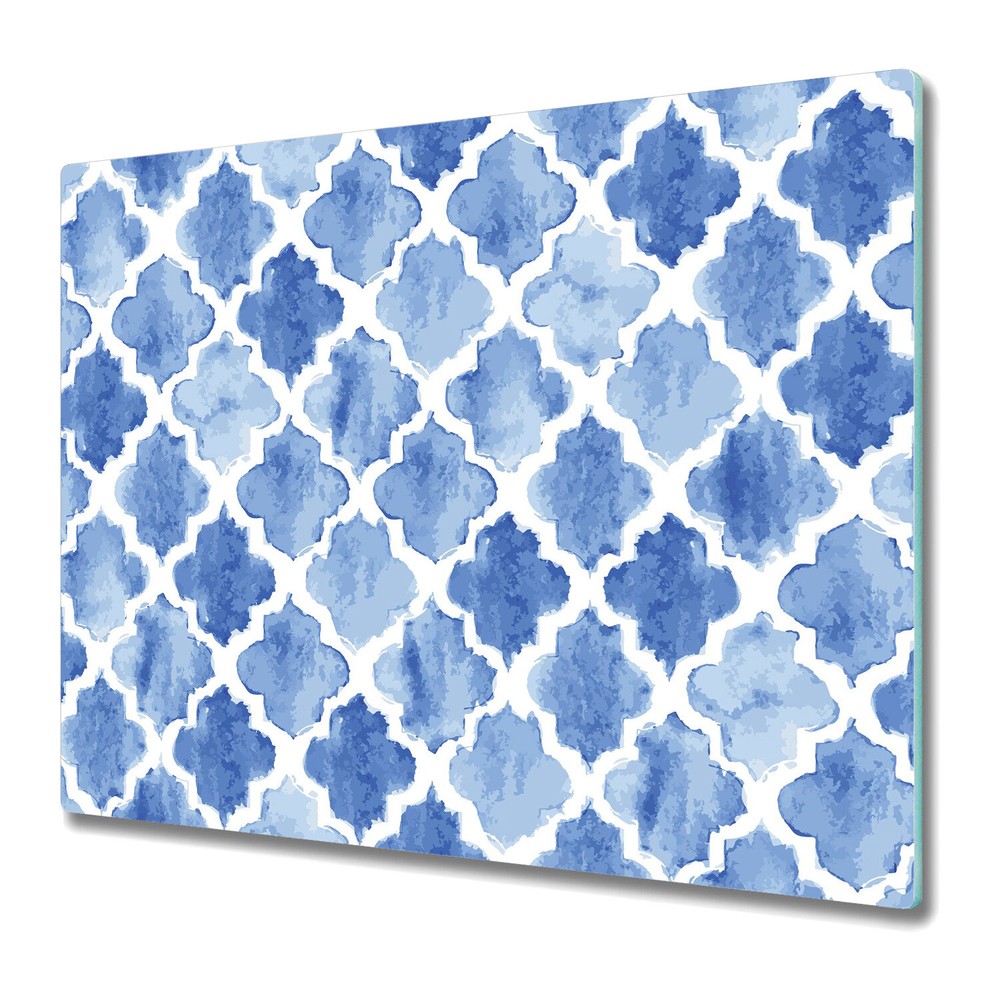 Glass Induction Ceramic Hob Cover Blue Moroccan | Vintage Old Style | 60x52