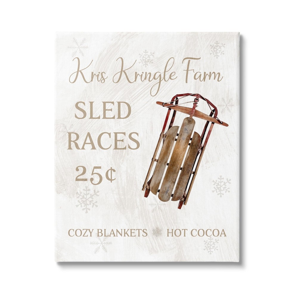 Sled Races Holiday Sign Canvas Wall Art by Conrad Knutsen