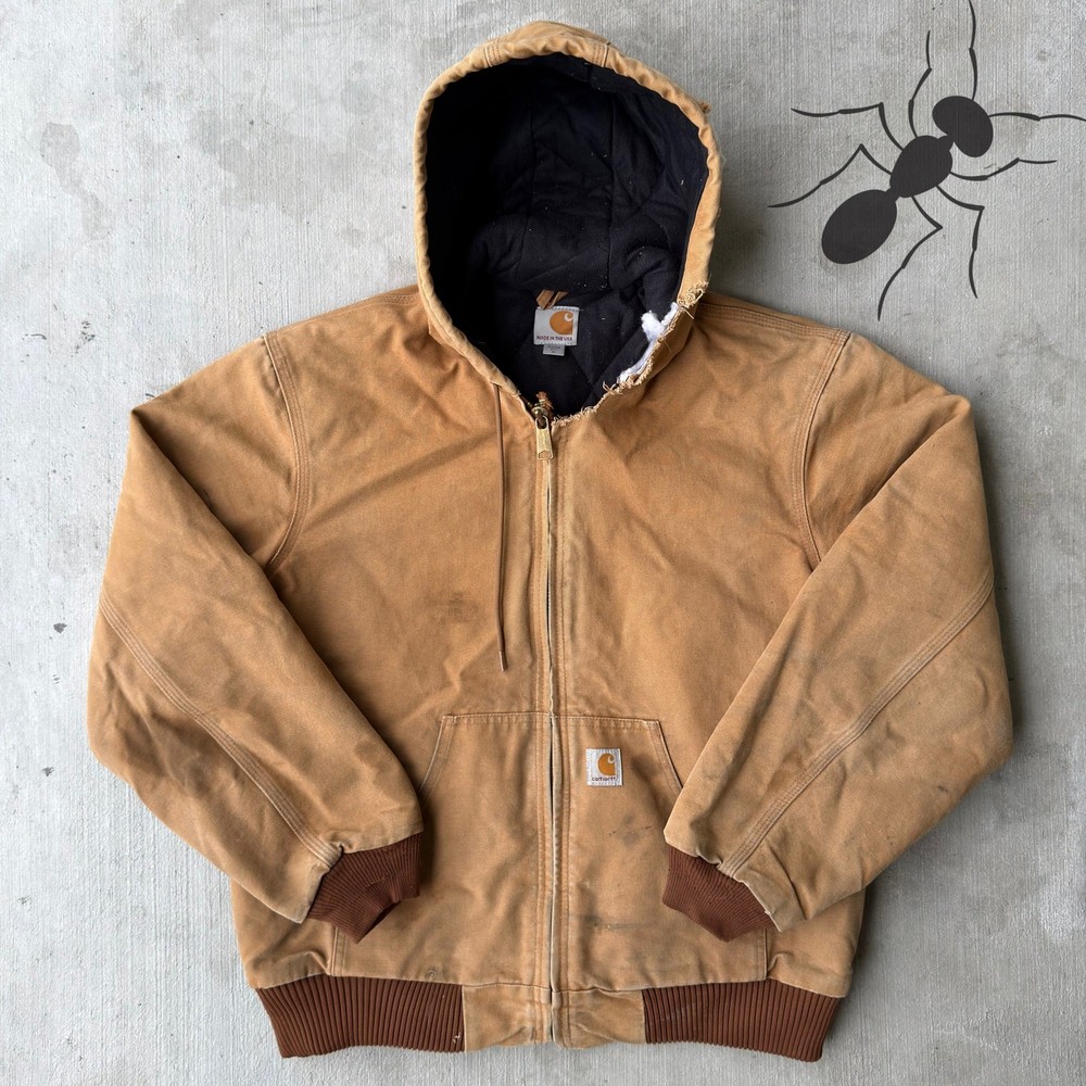 Vintage Y2K Carhartt J140 brown hooded work wear jacket