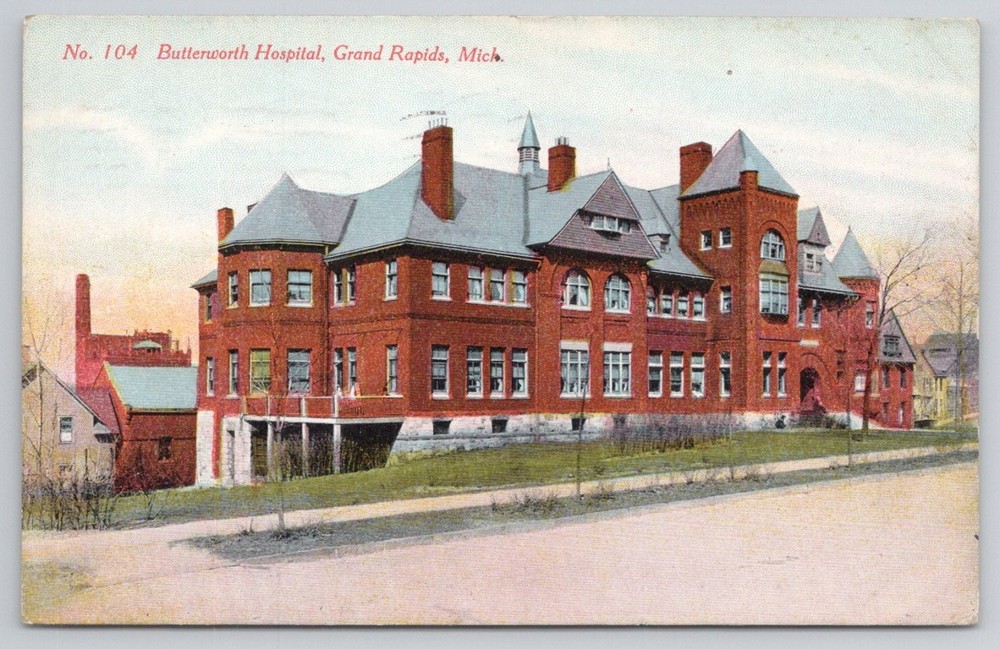 Butterworth Hospital Grand Rapids MI Postcard 1910s Posted Will P. Canaan Co.
