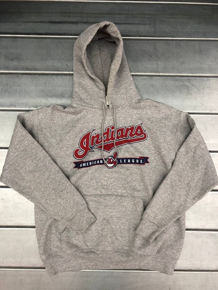 Cleveland Indians Hoodie Womens Medium Grey MLB Baseball Lee Sweatshirt 2007 Y2K