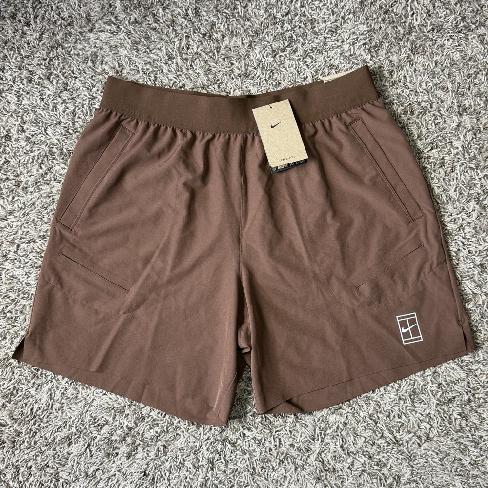 Nike Court Advantaged Dri Fit 6” Tennis Shorts Brown Men’s Medium FZ6913-259 NEW