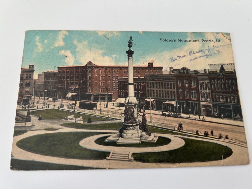 Soldiers Monument Peoria Illinois IL Postcard