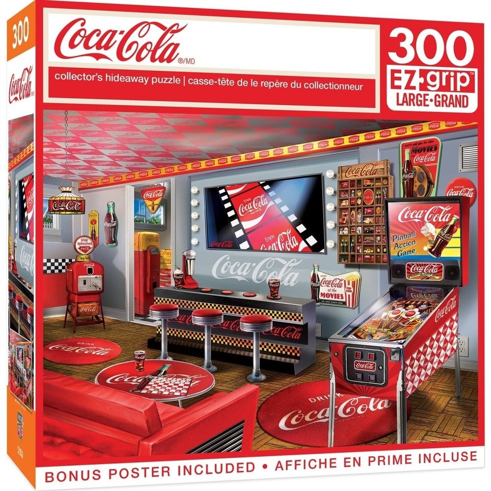 Coca-Cola Collectors 300 Piece Ez Grip Jigsaw Puzzle Vintage Recreation Room