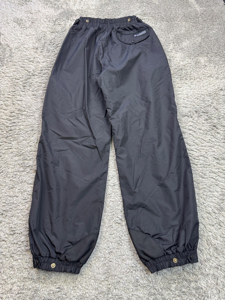 Columbia Women's Large Black Nylon Snow Pants Baggy Pull-On Windbreaker Tapered Vintage Style
