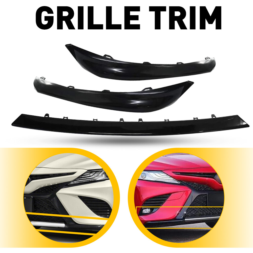3PCS Front Bumper Grille Lower Trim Molding For 2018-2020 Toyota Camry SE XSE PU
