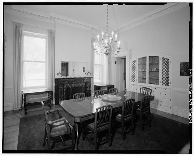 Photo:Dining Room Fireplace Built-In China Cabinet 1900s Interior Photo