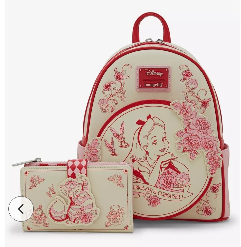 Alice Wonderland Tonal Floral Scented Loungefly with Wallet New with Tags