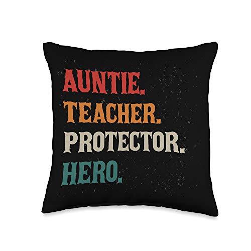 Protector Hero Aunt Auntie Teacher Life Throw Pillow, 16x16, Multicolor