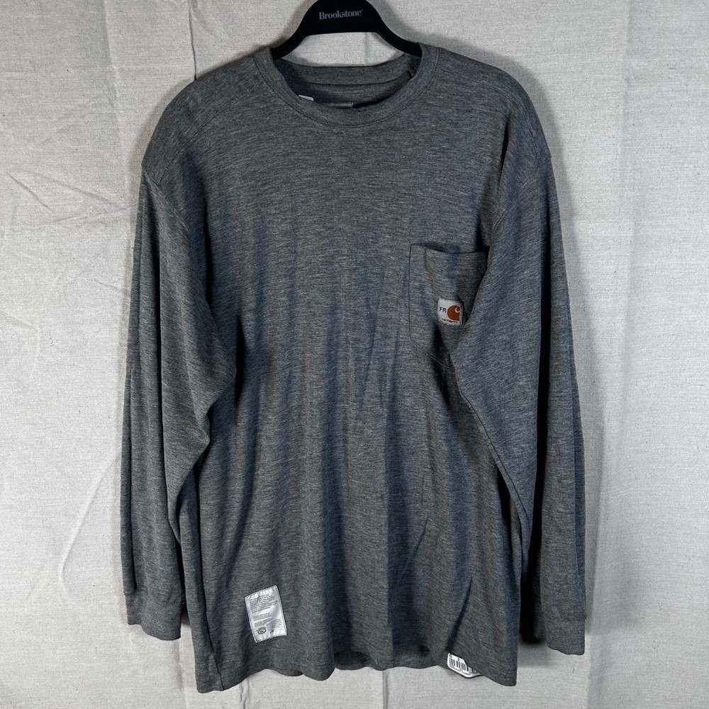 Carhartt FR Flame Resistant Long Sleeve T-Shirt Heather Grey XL 297-31 Mens