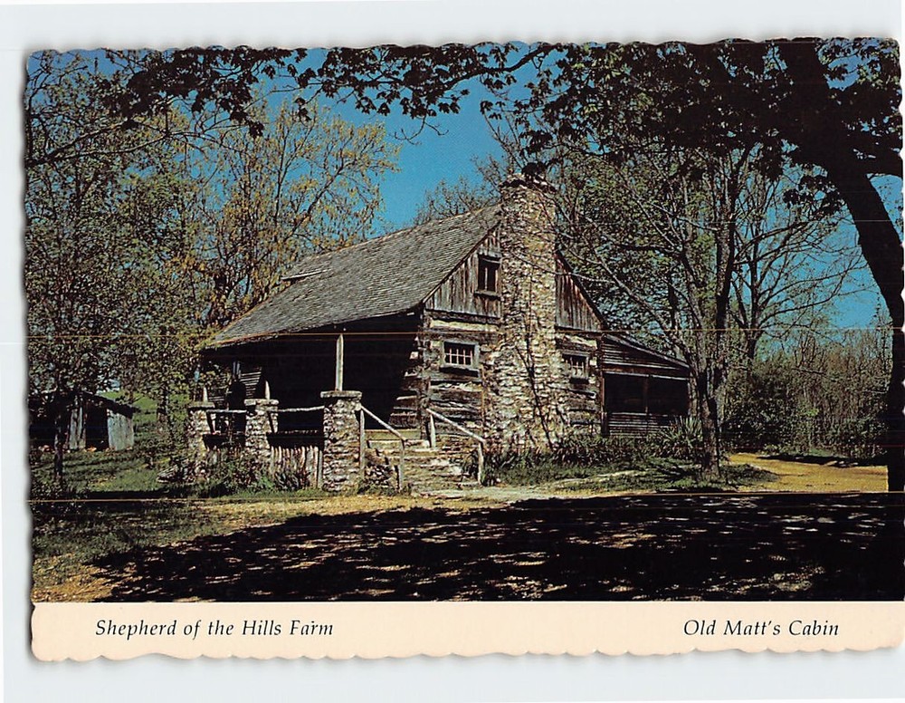 Postcard Old Matts Cabin Shepherd of the Hills Farm Branson Missouri USA