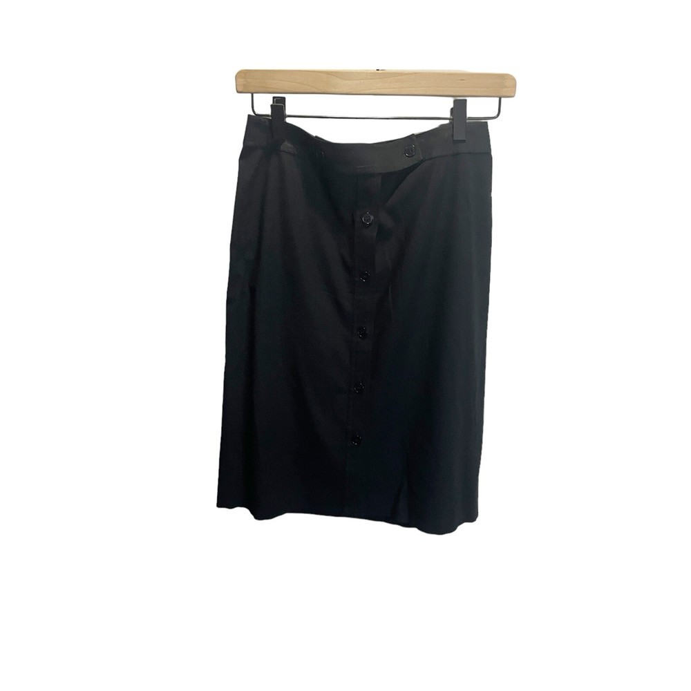 Ann Taylor Stretch Button Front Pencil Skirt Womens Black Size 2 Career