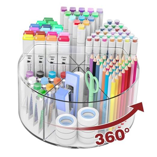 Acrylic Pen Holder Pencil Organizer, 360-Degree Rotating Pencil Holder, Large