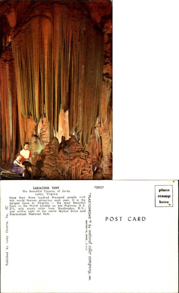 Saracens Tent Caverns of Luray Virginia VA 1960s ~ vintage postcard sku284
