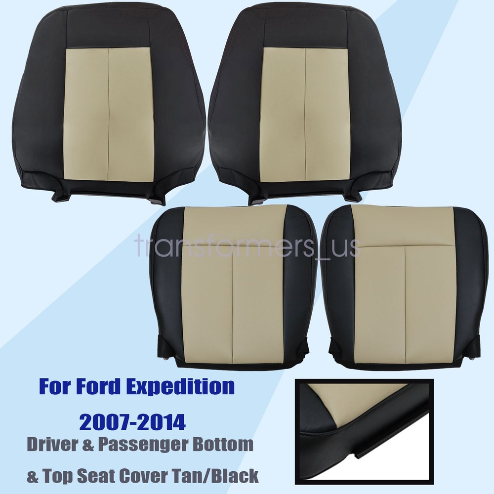 Driver & Passenger Bottom + Top Leather Seat Cover For 2007-2014 Ford Expedition
