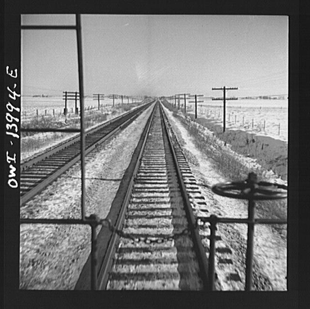 Chicago and Northwestern Freight Train Tracks 1910s Winter Railroad View