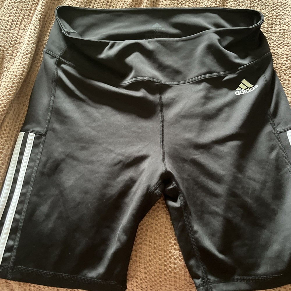 adidas Women's Aeroready Active Biker Shorts 3-Stripe, Black/White, Size XL