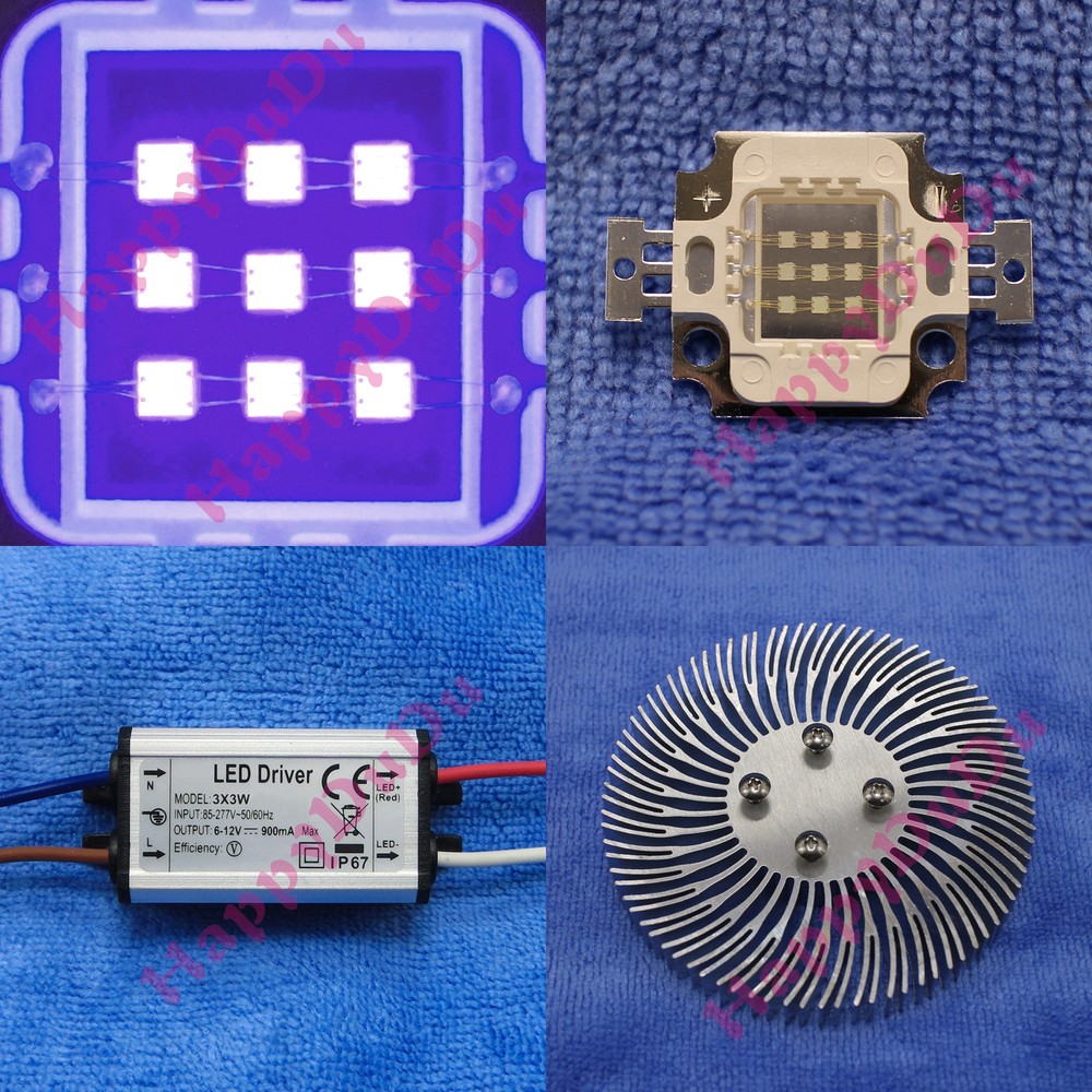 10W UV 365nm Purple LED Lamp Light Bulb F Aquarium Curing + AC Driver +Heat Sink-image