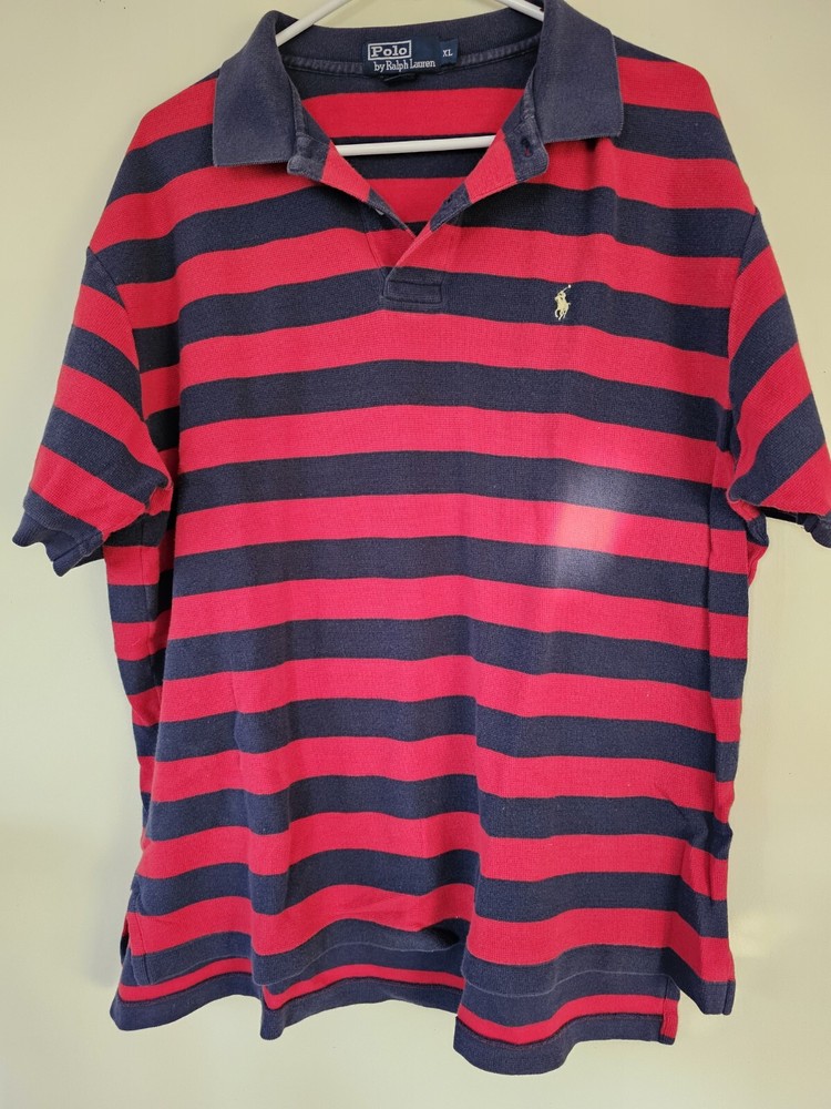 Polo Ralph Lauren Men's Golf Polo Shirt Red And Blue Sz XL Embroidered Pony