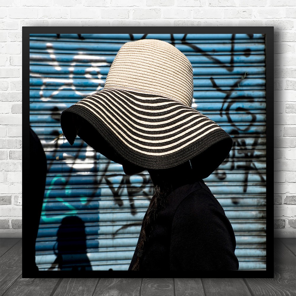 Street London Hat Graffiti Hidden Zebra Stripes Uk Square Wall Art Print