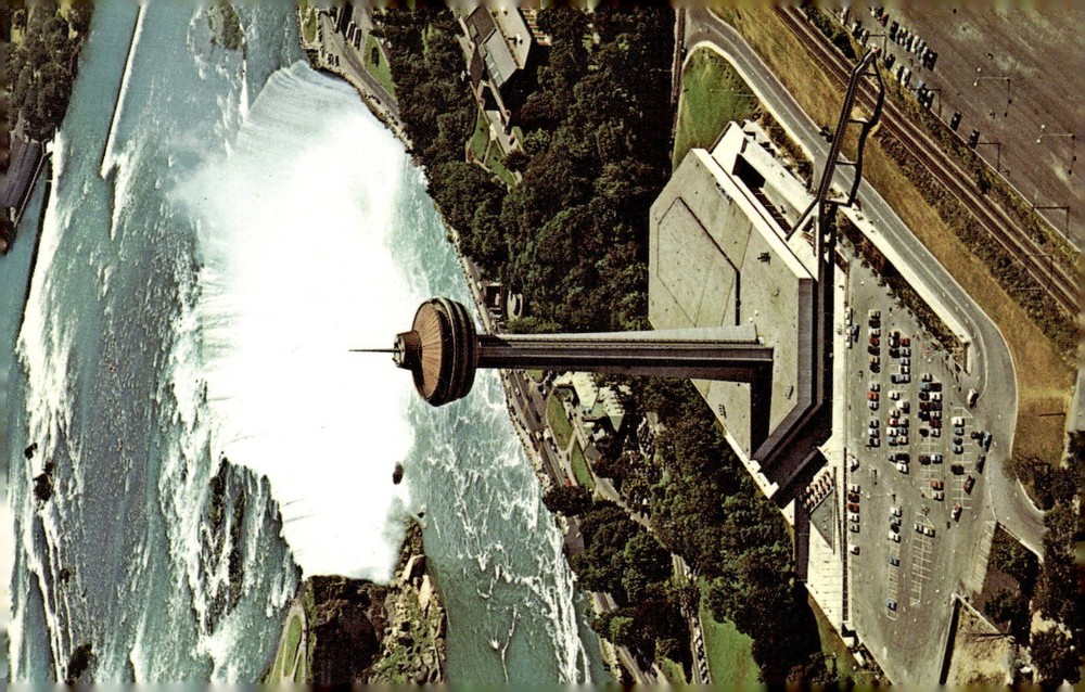 1960s Skylon Tower Niagara Falls Canada Mid Century Modern Chrome Postcard