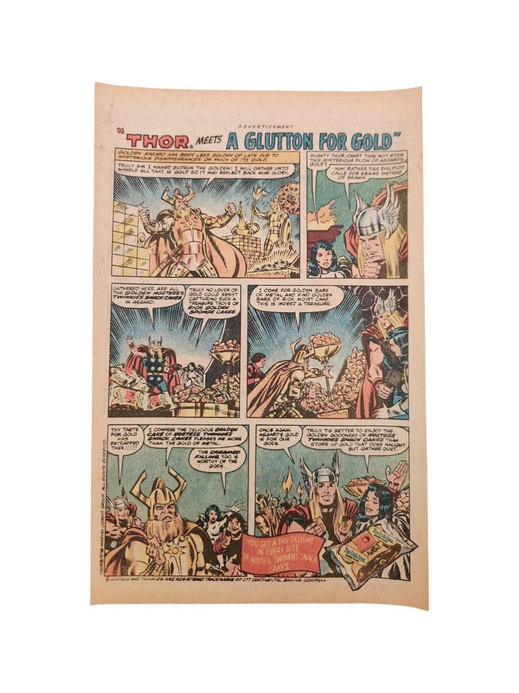 PRINT AD 1978 HOSTESS Twinkies & THOR Comic Size Original & Authentic