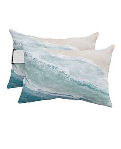 Abstract Sky Blue Outdoor Chaise Lounge Set with 2 Pillows and Shams-image