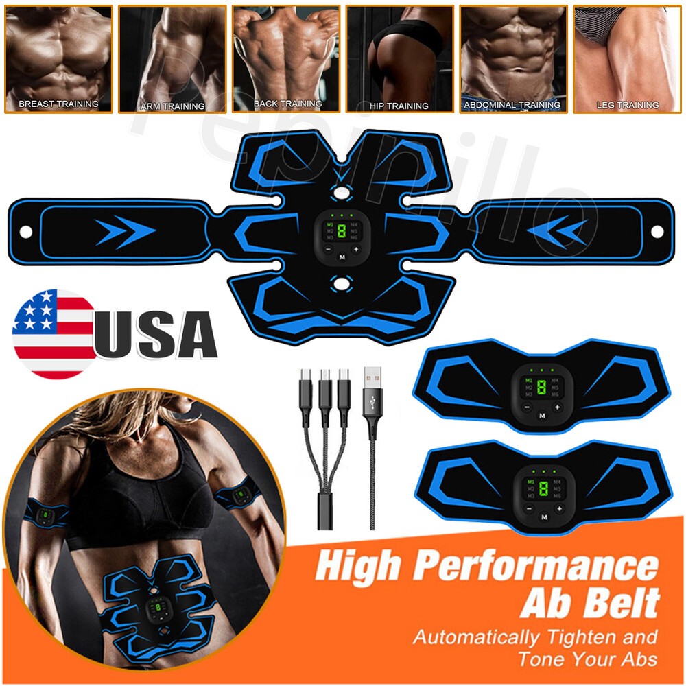 EMS Abdominal Muscle Core Toning Trainer ABS Electric Stimulator Fitness Belt-image
