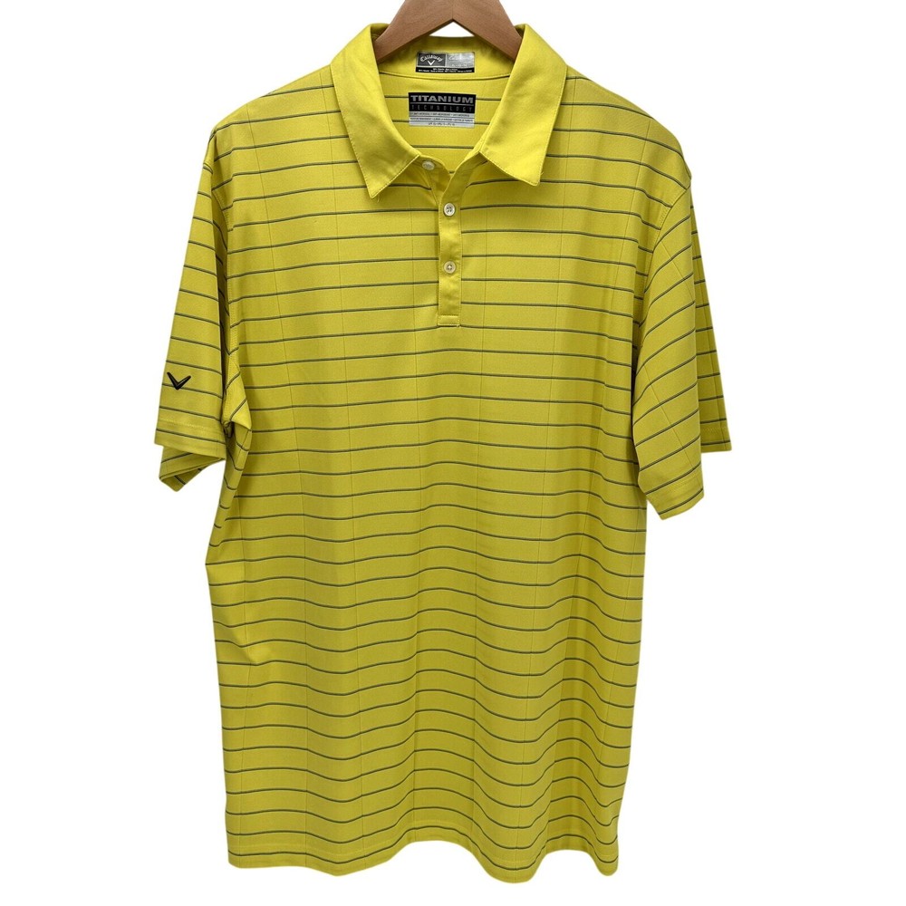 Callaway Polo Shirt Mens XL Titanium Technology UPF 15 Yellow Short Sleeve Golf