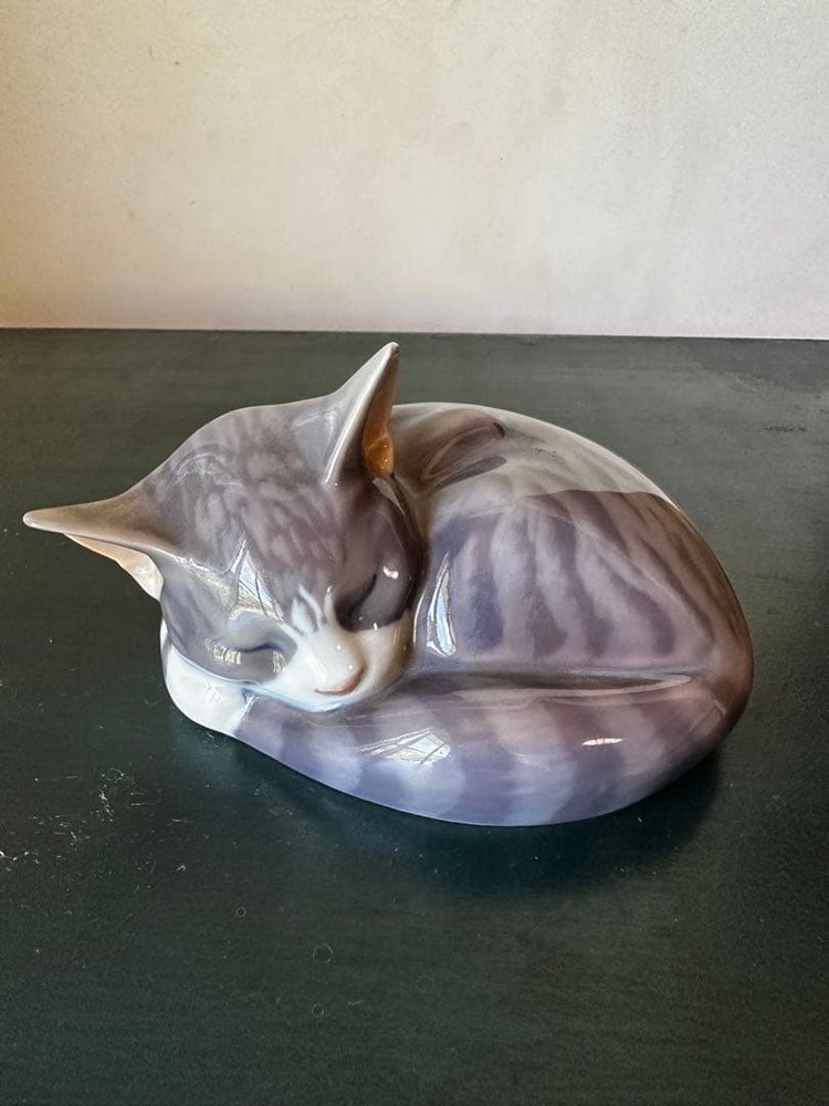 Royal Copenhagen Cat Figurine Ceramic Decor Toy Upholstered Collectible