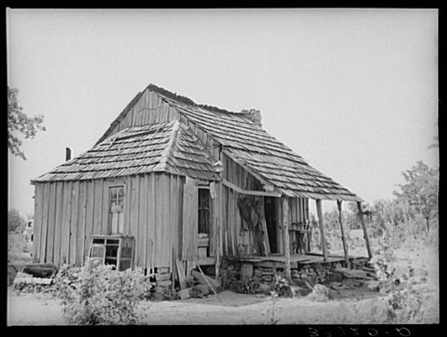 Photo:Home of Indian tenant farmer north of Sallisaw, Oklahoma
