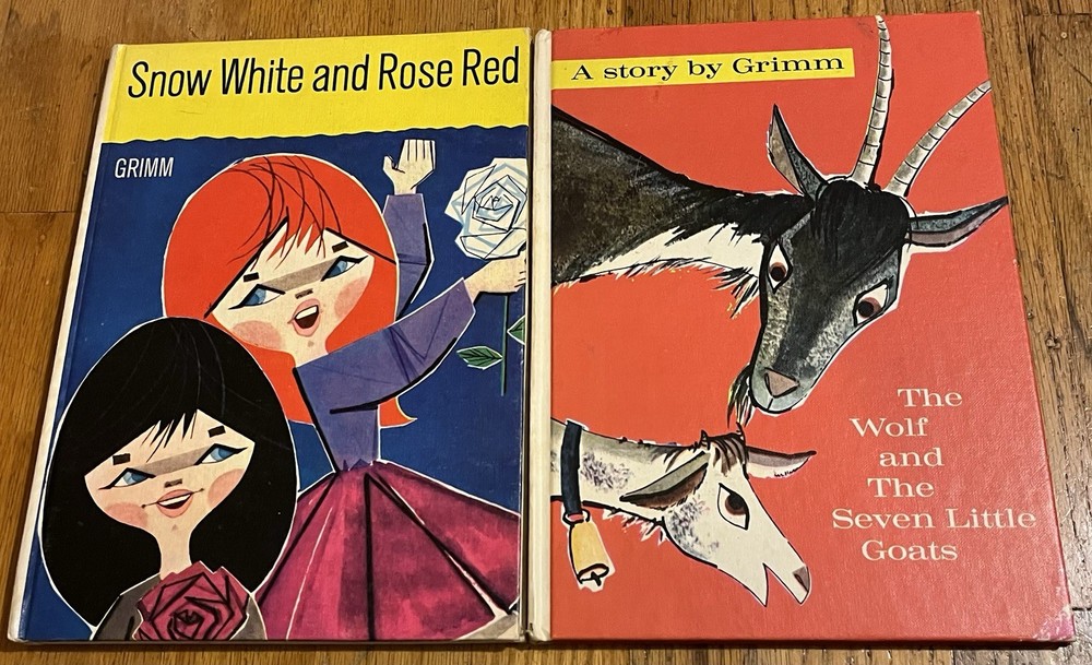 THE WOLF AND THE SEVEN LITTLE GOATS : Grimm : illus Jose Correas : vintage lot