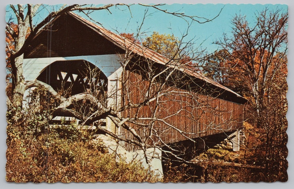 Bridge~Lyme New Hampshire~Covered Bridge~Vintage Postcard