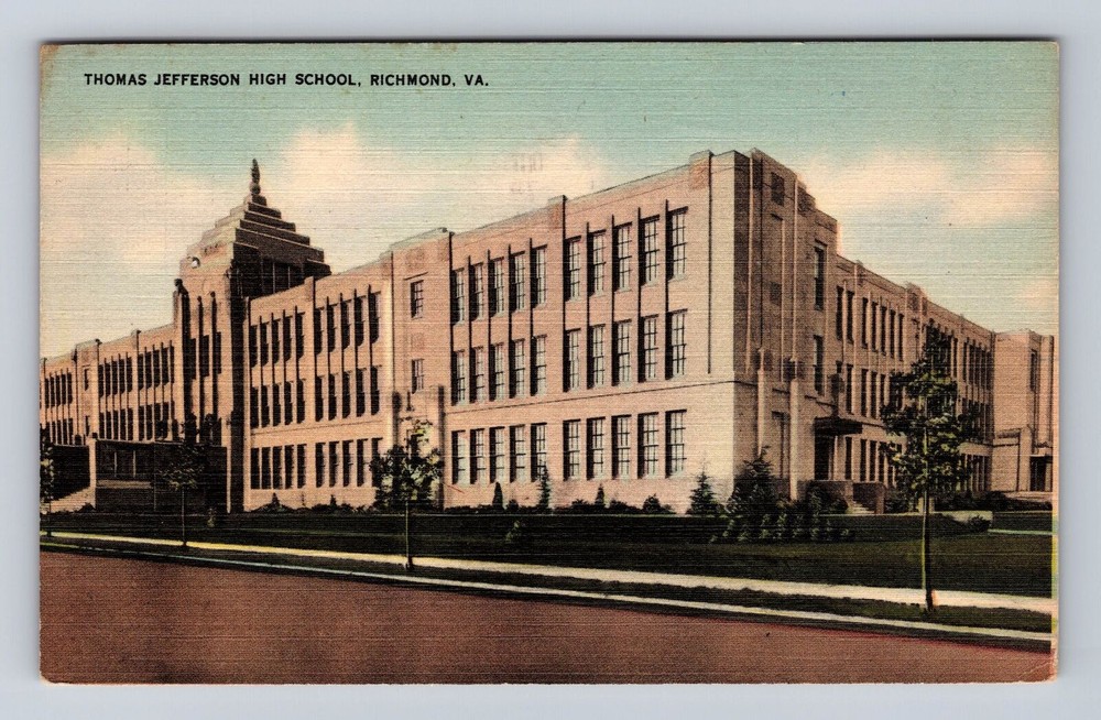 Richmond VA-Virginia, Thomas Jefferson High School, Vintage c1944 Postcard