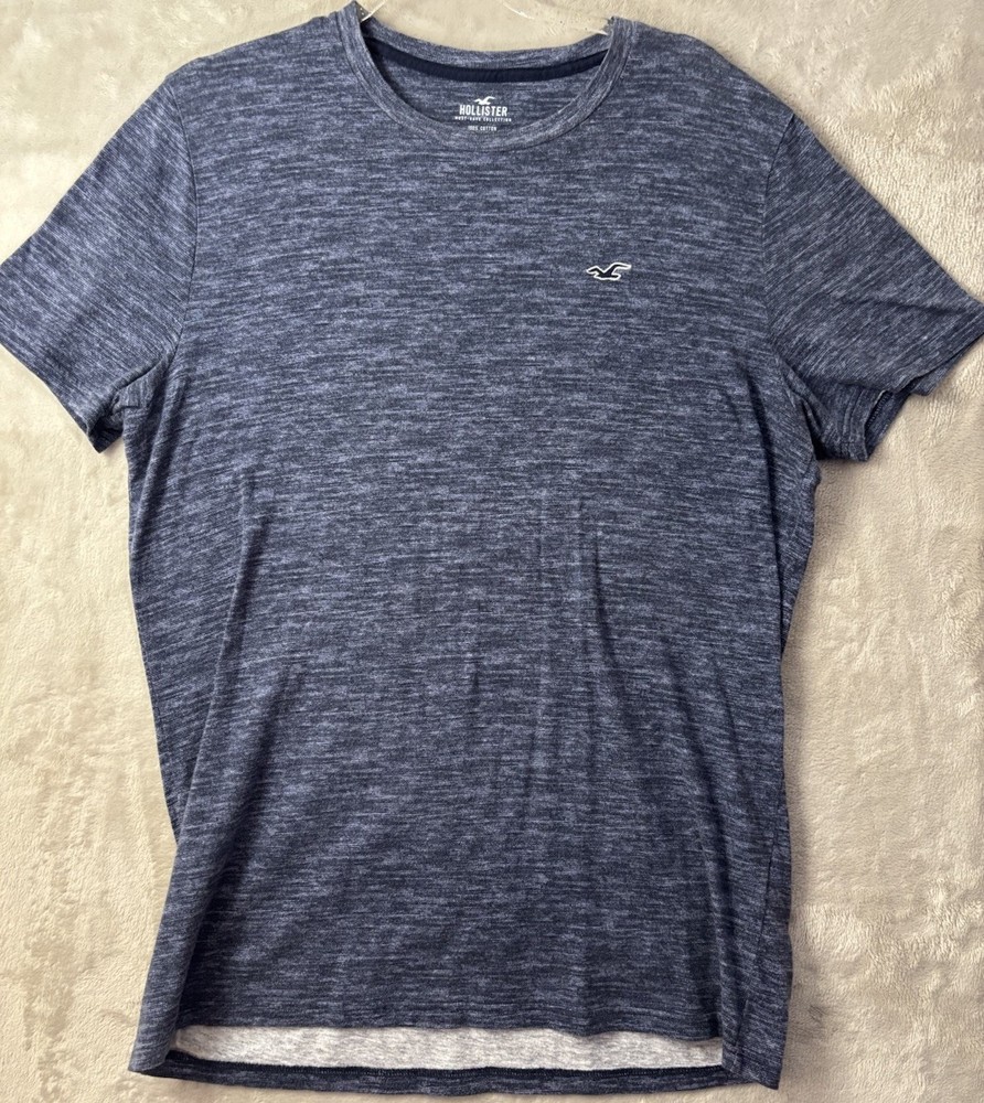 Hollister Must Have Collection T Shirt Mens L Blue Heather Logo Tee Cotton