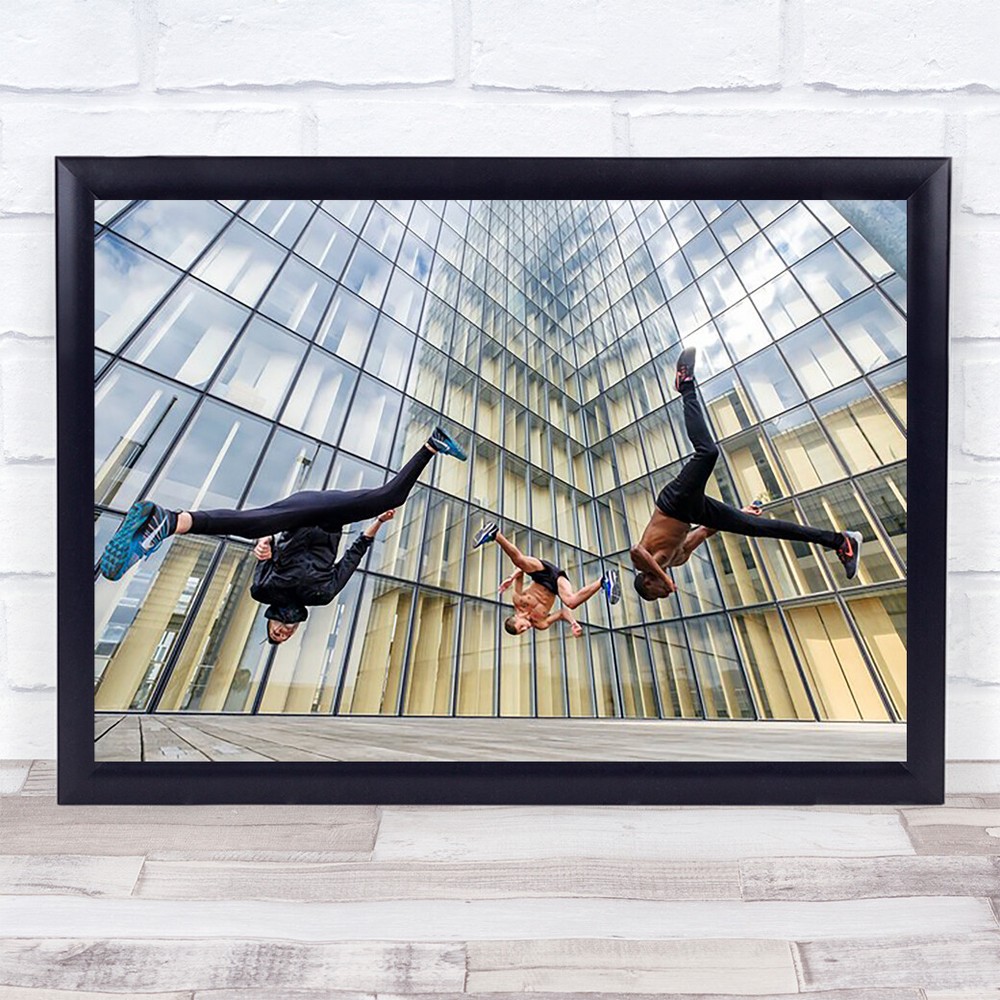 Tricking with Ahmed Chouikhi Mehdi Harhad Jump Leap Action Wall Art Print