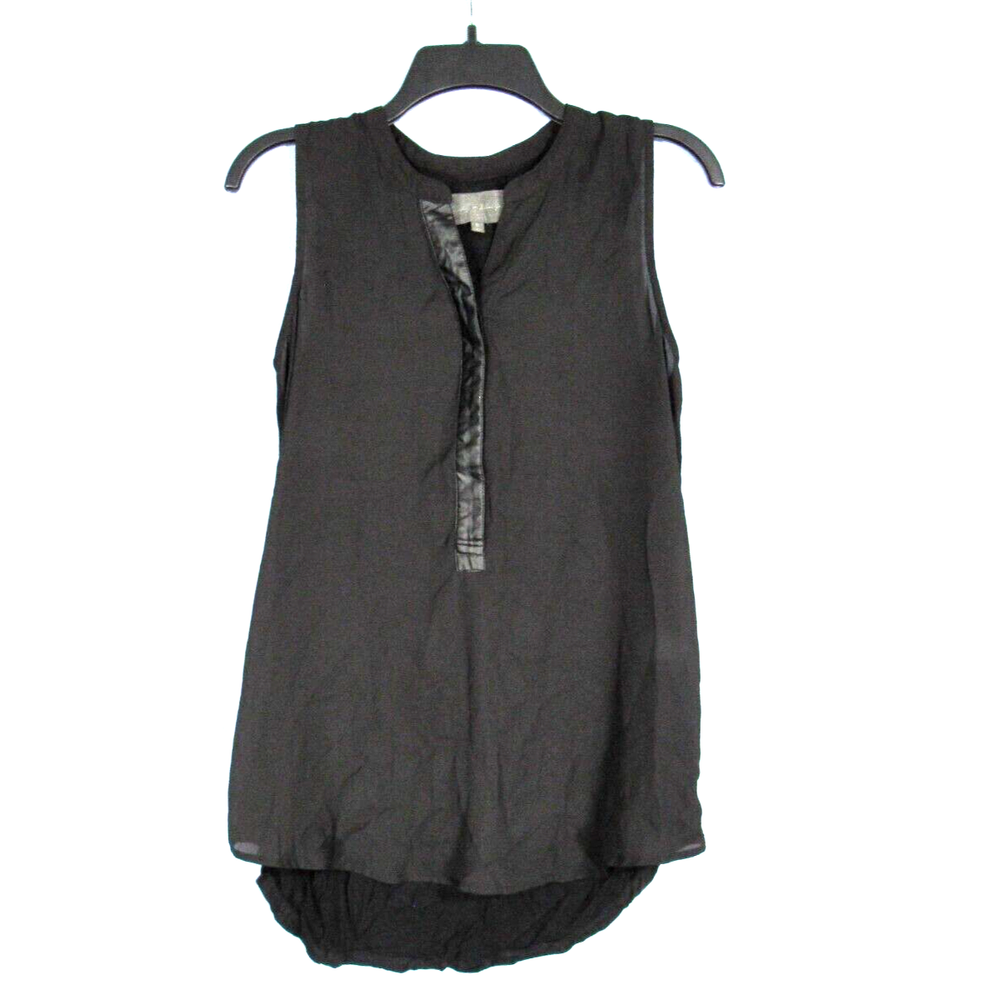 SUNDAY IN BROOKLYN Anthropologie BLACK Chiffon Front & Knit Back TANK TOP Sz XS