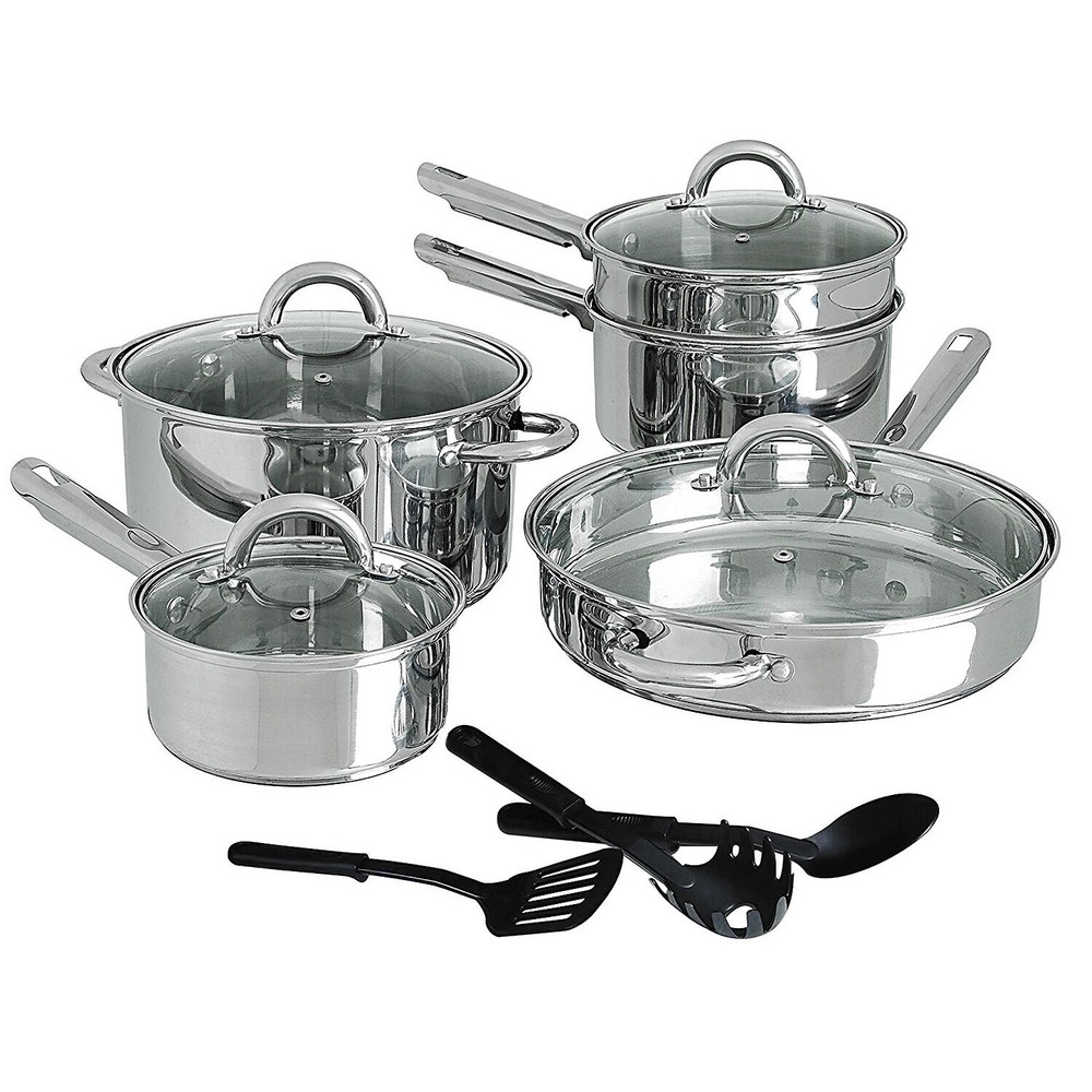 Gibson Cusine Select Abruzzo Stainless Steel 12 Piece Cookware Set (93586655M)-image