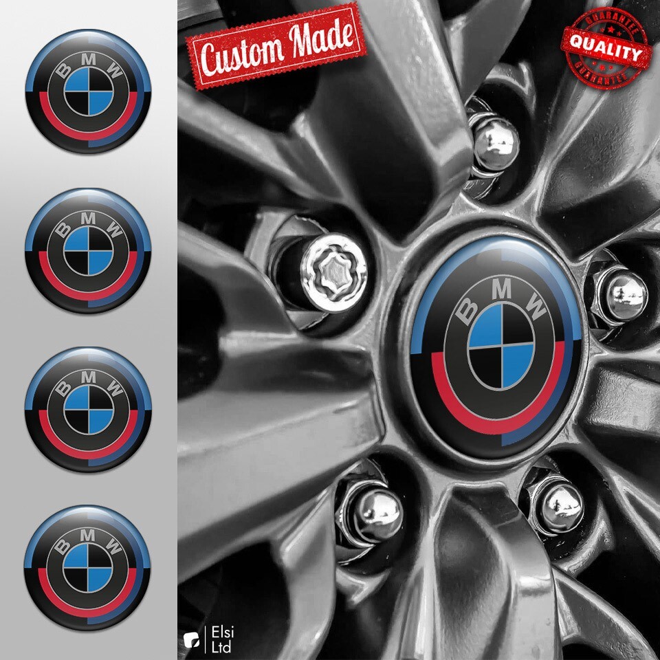 BMW Decals | 4pcs Set Wheel Cap Stickers | Custom Made Rim Emblems