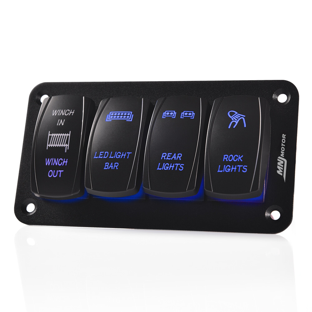 MICTUNING 4pcs Rocker Switch Panel LED Light Bar & Rear Light for SUV Car Truck