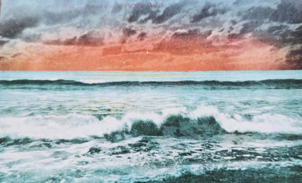 1912 Vintage Edward H. Mitchell Sunset Pacific Ocean Postcard Next Day Ship