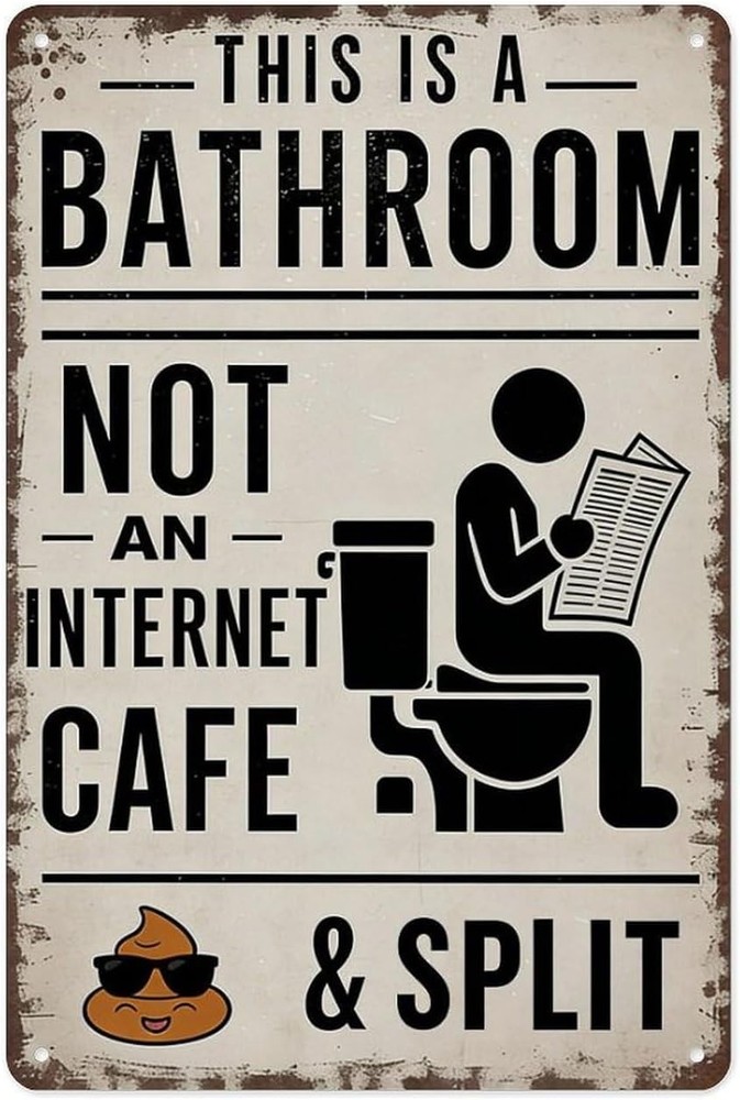 Vintage Metal Tin Bathroom Sign Wall Art Decor 8X12inch