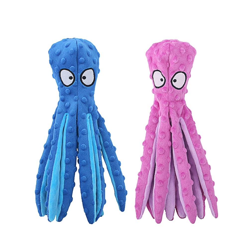 Squeaky Dog Toys Octopus No Stuffing Crinkle Plush Dog Toys to Keep Them Busy...